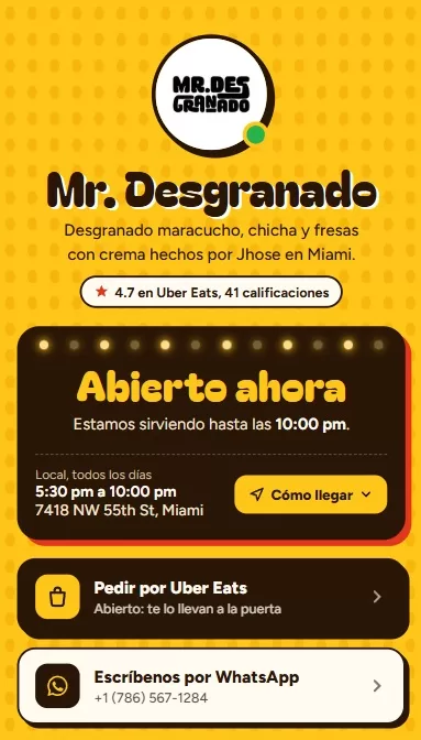 Link Bio de Mr. Desgranado diseñado por Ederland